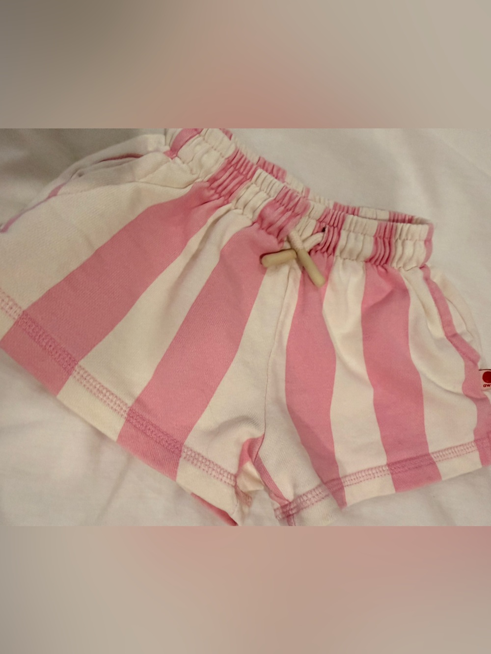 Zara Pink and White Striped Cotton Shorts